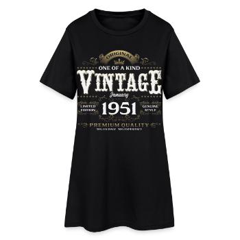 75e anniversaire Millésime de janvier 1951 - Robe T-shirt Femme - noir - Devant