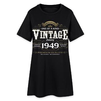 77. Geburtstag Vintage Januar Jahrgang 1949 - Frauen T-Shirt-Kleid - Schwarz - Vorne