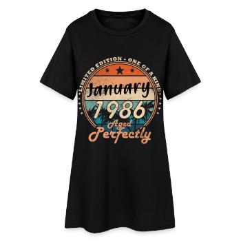 Cadeau d’anniversaire rétro vintage de janvier 1986 - Robe T-shirt Femme - noir - Devant