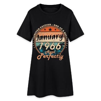 Januar 1966 Vintage-Retro-Geburtstagsgeschenk - Frauen T-Shirt-Kleid - Schwarz - Vorne