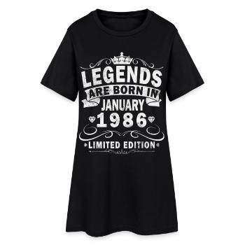 January 1986 Vintage Retro Birthday Gift - Women’s T-Shirt Dress - black - Front
