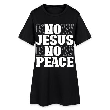 Know Jesus Know Peace Schriftzug - Frauen T-Shirt-Kleid - Schwarz - Vorne