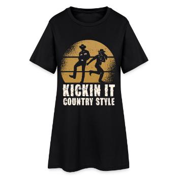 Cowboy Country Kickin It - Frauen T-Shirt-Kleid - Schwarz - Vorne