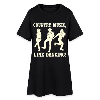 Country Line Dancing Silhouetten - Frauen T-Shirt-Kleid - Schwarz - Vorne