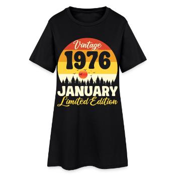 Vintage Janvier 1976 Anniversaire 1976 Rétro  - Robe T-shirt Femme - noir - Devant