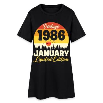 Vintage Janvier 1986 Anniversaire 1986 Rétro  - Robe T-shirt Femme - noir - Devant