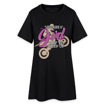 Motocross Je roule comme une fille en essayant de suivre le rythme - Robe T-shirt Femme - noir - Devant