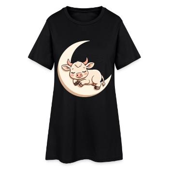 Vache lunaire en sommeil - Robe T-shirt Femme - noir - Devant