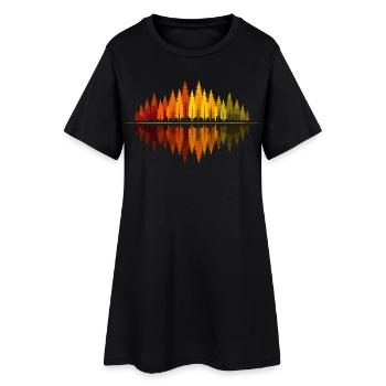Bäume, Wald, Natur, Wildnis, Outdoor, Reflexion - Frauen T-Shirt-Kleid - Schwarz - Vorne