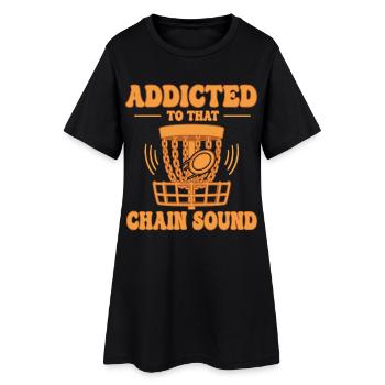 Süchtig nach diesem Ketten-Sound Funny Disc Golf - Frauen T-Shirt-Kleid - Schwarz - Vorne