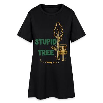 Arbre stupide Disc Golfeur drôle Frisbee Golf - Robe T-shirt Femme - noir - Devant