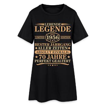 Anniversaire : né en 1956, 70 ans - Robe T-shirt Femme - noir - Devant