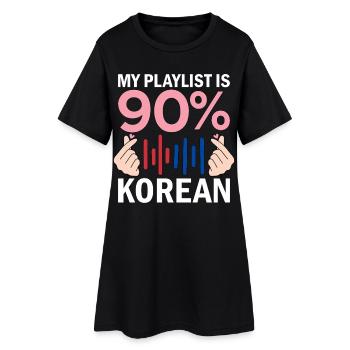Ma playlist est à 90 % coréenne - Robe T-shirt Femme - noir - Devant