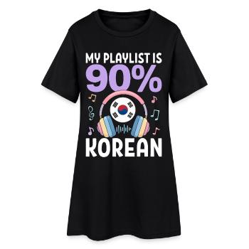 Ma playlist est à 90 % coréenne - Robe T-shirt Femme - noir - Devant