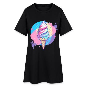 Eiscreme - Frauen T-Shirt-Kleid - Schwarz - Vorne
