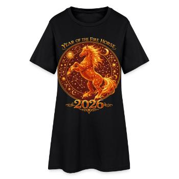 Millésime des chevaux du Nouvel An chinois 2026 - Robe T-shirt Femme - noir - Devant