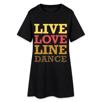 Live Love Line Dance - Frauen T-Shirt-Kleid - Schwarz - Vorne