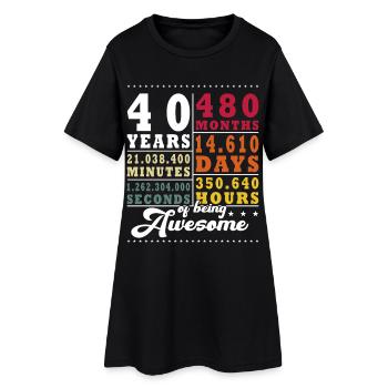 40 Jahre Vierzigster Geburtstag - Frauen T-Shirt-Kleid - Schwarz - Vorne