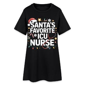 Héroïne infirmière en soins intensifs du Père Noël - Robe T-shirt Femme - noir - Devant