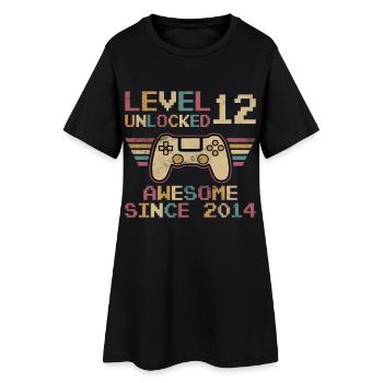 LEVEL 12 FREIGESCHALTET 12. GEBURTSTAG GAMER - Frauen T-Shirt-Kleid - Schwarz - Vorne