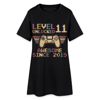 11e anniversaire Boys Video Gamer Niveau 11 débloqué - Robe T-shirt Femme - noir - Devant