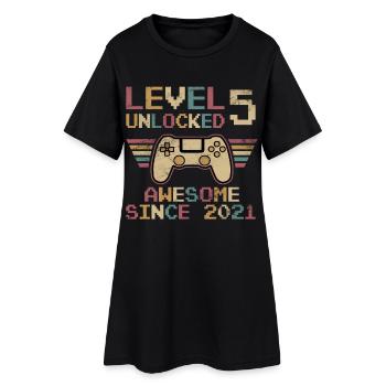 Cadeau d’anniversaire 5e anniversaire 5 ans Niveau 5 - Robe T-shirt Femme - noir - Devant