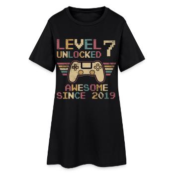 Niveau du 7e anniversaire débloqué - Robe T-shirt Femme - noir - Devant