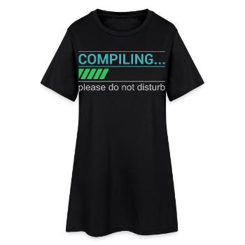 Funny Programmer T-Shirt - Compiling Please - Women’s T-Shirt Dress - black - Front