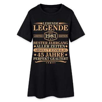 Anniversaire : né en 1981, 45 ans - Robe T-shirt Femme - noir - Devant