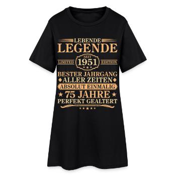 Anniversaire né en 1951 75 ans - Robe T-shirt Femme - noir - Devant