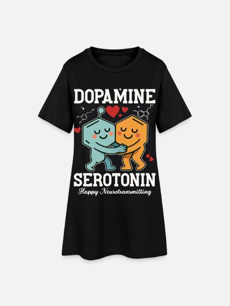 Dopamin-Serotonin-Umarmungsdesign - Frauen T-Shirt-Kleid - Schwarz