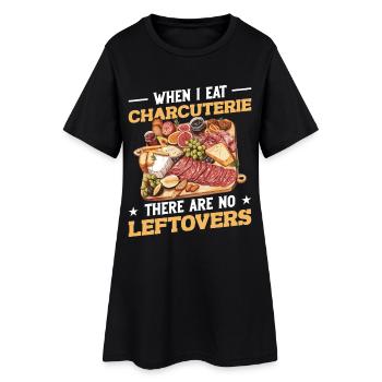 Viande sur planche de fromages avec nourriture en couverture - Robe T-shirt Femme - noir - Devant