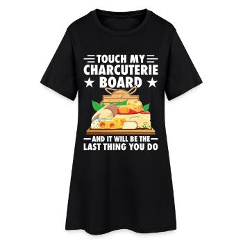 Plateau de charcuterie avec couvercle fromage et charcuterie - Robe T-shirt Femme - noir - Devant
