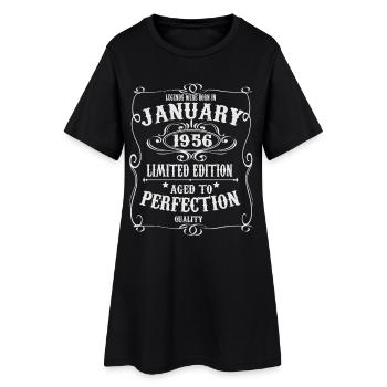 Legenden-wurden-im-Januar-1956-geboren - Frauen T-Shirt-Kleid - Schwarz - Vorne