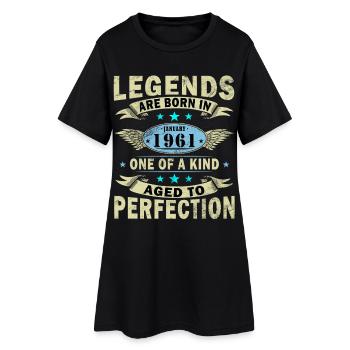 Anniversaire janvier 1961 Cadeau Vintage Limited - Robe T-shirt Femme - noir - Devant