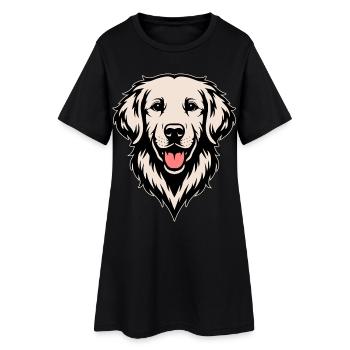 Golden Retriever front farbig - Frauen T-Shirt-Kleid - Schwarz - Vorne