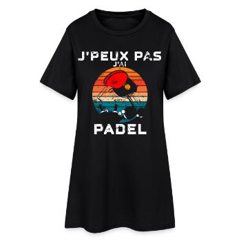 J'peux pas J'ai Padel Vintage Soleil - Robe T-shirt Femme - noir - Devant