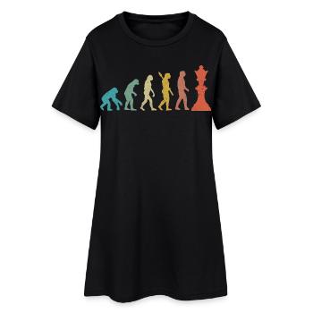 Entwicklung vom Mann zum König Schachhumor - Frauen T-Shirt-Kleid - Schwarz - Vorne