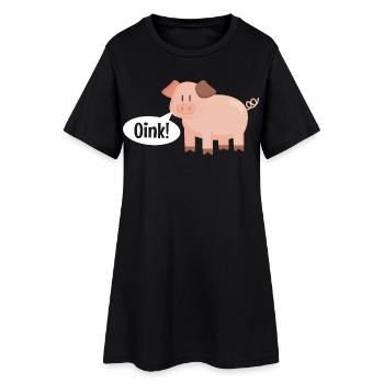 Pig Oink - Frauen T-Shirt-Kleid - Schwarz - Vorne