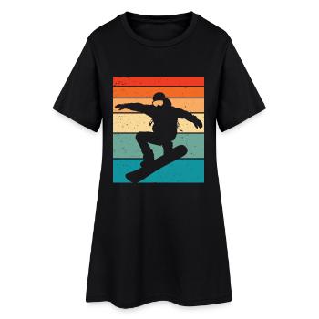 Snowboard rétro - Robe T-shirt Femme - noir - Devant