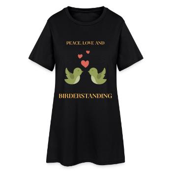 PAIX, AMOUR ET OBSERVATION DES OISEAUX - Robe T-shirt Femme - noir - Devant