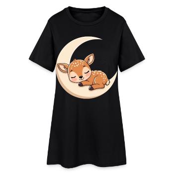 Mondruh Rehkitz Schlafen - Frauen T-Shirt-Kleid - Schwarz - Vorne