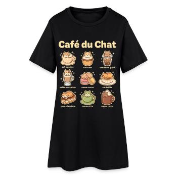 Motifs de café à chats – Friandises - Robe T-shirt Femme - noir - Devant