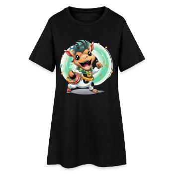 Kuh Trommler im Karneval - Frauen T-Shirt-Kleid - Schwarz - Vorne