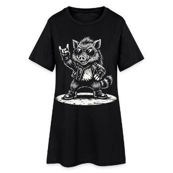 Cadeau musical rétro de rock de sanglier drôle - Robe T-shirt Femme - noir - Devant