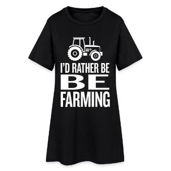 Traktor Fan Spruch I'D RATHER BE FARMING - Frauen T-Shirt-Kleid - Schwarz - Vorne