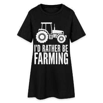 Traktor Fan Spruch I'D RATHER BE FARMING - Frauen T-Shirt-Kleid - Schwarz - Vorne