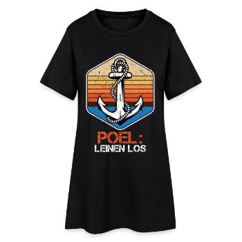 Segler POEL LEINEN LOS Poel Souvenier Lustiges - Frauen T-Shirt-Kleid - Schwarz - Vorne