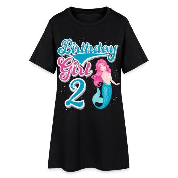 Sirène d’anniversaire de 2e anniversaire - Robe T-shirt Femme - noir - Devant