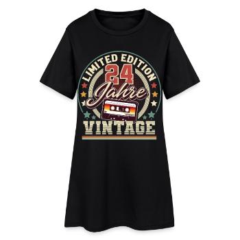 24. Geburtstag Vintage kassette - Frauen T-Shirt-Kleid - Schwarz - Vorne